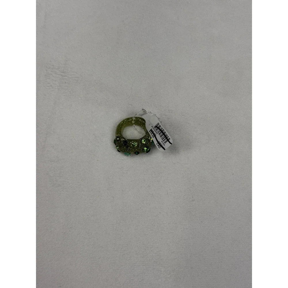 Urban Outfitters Green Glitter Resin Chunky Dome Ring Rhinestone Embellished NEW